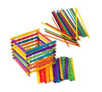 HOMSFOU 80Pcs Colored Wooden Popsicle Sticks Multi Use Craft Sticks for DIY Non Sticky Smooth Edges Reusable Ice Cream and Lolly Craft Supplies Educational Hands Activity Tools
