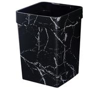 HOMSFOU 8l Marble Pattern Waste Bin with Recessed Handle, Small Plastic Trash Container for Kitchen and Bathroom, Decorative Imitation Marble Texture Garbage Can for Home and Office Use