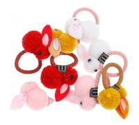 HOMSFOU 8pcs Bunny Elastic Hair Bands with Felt and Iron Material Soft Rabbit Hair Rings for Fixing Ponytail during Everyday Morning Routine Or Easter Party