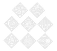 HOMSFOU 8Pcs Christmas Stencils Reusable Plastic Painting Templates for DIY Xmas Crafts Creativity Development Holiday Decoration Art