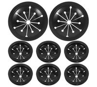 HOMSFOU 8Pcs Garbage Disposal Splash Guard Collar and Sink Stopper Set, Removable Black Plastic Splash Shield for Food Waste Disposer, Universal Fit for Kitchen Sink Waste Disposal