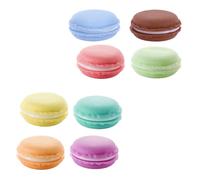 HOMSFOU 8pcs Macaron Mini Jewelry Organizer Set, round Portable Earring Storage Case with Lid, Creative Small Jewelry and Pill Storage Container for Travel and Daily Use Random Style