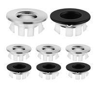 HOMSFOU 8pcs Sink Overflow Caps Set, Round Hole Insert Covers for Bathroom and Kitchen Basin, Silver and Black Overflow Drain Covers