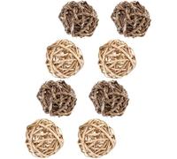 HOMSFOU 8pcs Small Animal Chew Balls Set for Rabbits and Guinea Pigs - Handmade and Peeled Willow Balls - Natural Cage for Chewing and Teeth Grinding