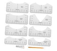 HOMSFOU 8pcs Transparent PVC Shirt Alignment Ruler with Tape Measure and Marker for Accurate T Shirt Sewing and Vinyl Crafting for Round Neck and V Neck DIY Projects Household Use