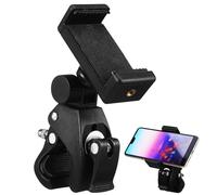 HOMSFOU Adjustable 180 Degree Rotatable Microphone Stand Clip with Phone Holder, Abs Material, Easy Installation and Versatile Use for Recording and Occasions, Black,
