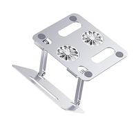 HOMSFOU Adjustable Aluminum Alloy Dual Fan Laptop Cooler Stand with Height Elevation Large Fans for Faster Cooling Slip Pads Ergonomic Rotatable Bracket for Gaming Laptops and Tablets