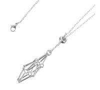 HOMSFOU Adjustable Crystal Cage Necklace Pendant Holder Platinum Metal Bamboo-style Net Rope, Handmade Crystal Stone Holder Cord for Women’s Pendant Jewelry