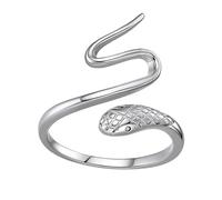 HOMSFOU Adjustable Sterling Silver Snake Ring for Women, Creative Hip-hop Finger Jewelry, Delicate Winding Decorative Band for Party and Daily Wear