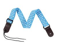 HOMSFOU Adjustable Ukulele Bass Strap Blue Cotton Leather Head End for Soprano Concert Ukulele, Soft Musical Instrument Shoulder Strap