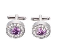 HOMSFOU Alloy Rhinestone Cufflinks for Men Classic Suit Accessories Elegant Sleeve Buttons Easy to Sew Decorative for Shirts Purple