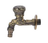 HOMSFOU Antique Brass Wall Mounted Tap Dragon Design Frostproof Water Tap Nozzle for Garden Kitchen Bathroom Traditional Basin Taps Indoor Outdoor