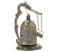 HOMSFOU Antique Bronze Alloy Dragon Chime Bell Ornament, Small Strike Bell Tabletop Decor for Office Beautification and Retro Home Display