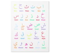 HOMSFOU Arabic Alphabet Poster Arabic Letters Poster for Kids Early Learning Wall Chart Educational for Preschool Nursery Classroom and Homeschooling Playroom Wall Decor 15.75 X 11.81 in