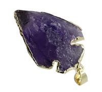 HOMSFOU Arrowhead Shape Natural Agate Stone Pendant for Jewelry Making | Purple Colour, Mini Hanging Circle Ring Design, Easy Chain or Lanyard Wearing Diy, Portable