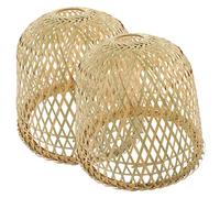 HOMSFOU Bamboo Lampshade Wicker Light Shade Basket Ceiling Fixture Pendant Lantern Decor Cover Manual Weaving Lighting