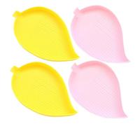 HOMSFOU Bead Sorting Trays and Rhinestone Bead Boards Set for DIY Crafting, Multi-Functional Plastic Storage Trays with Leaf Design, Yellow and Pink, for Craft Organization and Rhinestone Sorting