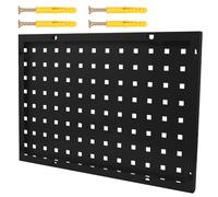 HOMSFOU Black 50X35Cm Metal Pegboard Rack Wall-Mounted Garage Tool Organizer Panel with 0.8Mm Thickness, Galvanized Steel Hanging Board for Workshop Storage