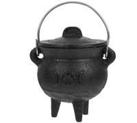 HOMSFOU Black Iron Witch Cauldron and Mystical Moon Design with Realistic Burning Effect Festival Decoration Suitable for Indoor and Outdoor Witch-Themed Party or Outdoor Festival