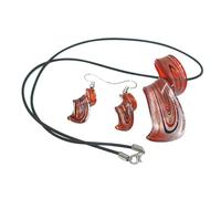 HOMSFOU Black Spiral Glass Necklace and Earrings for Women | Elegant Creative Accessory, Wedding and Prom Use, Women’s Charm Piece, Black Finish, Glass Detail