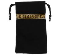 HOMSFOU Black Velvet Tarot Card Drawstring Bag Set Embroidered Thickened Storage Pouch for Tarot Decks Board Games and Divination Cards Organizer Portable Bag
