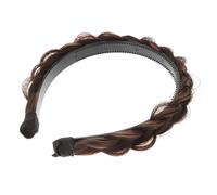 HOMSFOU Braided Wig Headband with Teeth for Women, Dark Brown Fishbone Braid Hair Hoop, Anti-slip Braided Hair Decoration Suitable for Daily Wear and Special Occasions