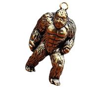 HOMSFOU Brass Gorilla Keychain Pendant Small Standing Gorilla Figurine Sculpture Retro Animal Statue Desktop Decor Vintage Style Brass Animal Ornament