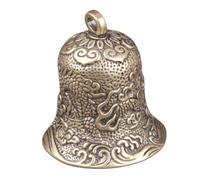 HOMSFOU Brass Mini Dragon Pattern Bell Charm Small Hanging Bell Ornament for Crafting Wind Chimes Jewelry Making Keychain Decoration