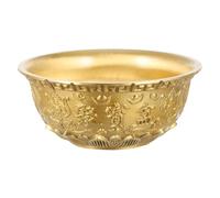 HOMSFOU Brass Treasure Bowl Decor 8cm Diameter Wealth Pot Ornament for Home, Office, and Shop Feng Shui Display, Temple Offering Decorative Bowl Craft Random Color