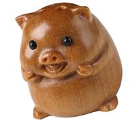 HOMSFOU Brown Wooden Pig Pendant with Flat Bottom Design, Adorable Pig Ornament Keyring Suitable for DIY Hanging Decor and Everyday Accessories