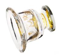 HOMSFOU Buddhism Water Offering Cup Crystal Glass Water Bowl Golden Eight Auspicious Symbols High Footed Worship Bowl for Buddhist Sacrificial Use