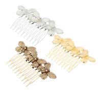 HOMSFOU Butterflies Vintage Hair Comb Set 3Pcs Metal Clips Gold Silver Antique Bronze Suitable for Bridal Wedding Hairstyles