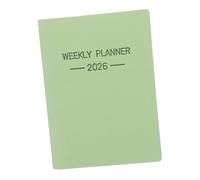 HOMSFOU Calendar Planner with Thick White Paper PU Cover and Bookbinding Stitching for Daily Weekly Monthly Scheduling and Exam Tracking in Avocado Green