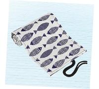 HOMSFOU Canvas Roll Up Pencil Case with Slots Portable Cotton Linen Cartoon Saury Pattern Pencil Roll Wrap Organizer Space Saving Drawing Storage for Artists and Students
