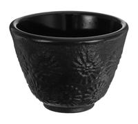 HOMSFOU Cast Iron Tea Cup 80Ml Retro Black Metal with Sunflower Pattern Suitable for Matcha and Traditional Japanese Tea Sets