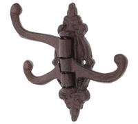 HOMSFOU Cast Iron Wall Hook Swivel Swing Arm Coat Hanger Iron Art Rotatable Triple Robe Hook for Home Bathroom Kitchen Storage