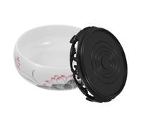 HOMSFOU Ceramic Lotus Flower Planter Pot with Plastic Base, 19-20cm Hydroponic Water Lily Bowl, Decorative Indoor Bonsai Pot for Daffodils and Small Plants