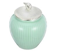 HOMSFOU Ceramic Tea Container with Lid 238ml Green Porcelain Tea Storage Jar for Beans Good Sealing and Easy to Clean for Storing