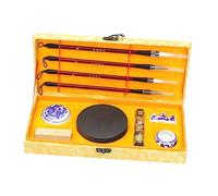 HOMSFOU Chinese Calligraphy Brush Set for Beginners Traditional Four Treasures Writing Kit with Ink Stick Paper Inkstone Suitable for Students and Calligraphy Enthusiasts