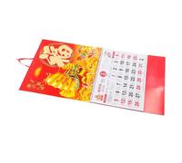 HOMSFOU Chinese Lunar Year Snake Calendar Hanging Wall Decor with Global Holidays Lightweight Material Traditional Fu Character Blessings Planner