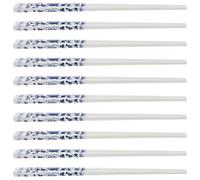 HOMSFOU Chopsticks Long and Blue and White Porcelain 10 Pairs Chinese Style Ceramic Reusable Chip-Resistant Chopsticks for Noodle Soup Birthday Tableware