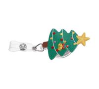 HOMSFOU Christmas Tree Retractable Badge Reel with Rotating Clip Cute Id Holder for Nurses Teachers Office Use Secure Name Tag Clip for Easy Attachment and Removal