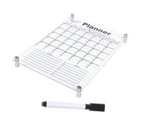 HOMSFOU Clear Acrylic Dry Erase Memo Board Small Desktop Display with Whiteboard Pen and Pins Portable Message Writing Board for Home Office Use