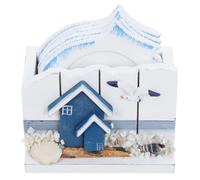 HOMSFOU Coasters Design Nautical Mediterranean Drink Style Wooden Protection with Versatile Usage for Drinks Beach Themed for Living Room and Gatherings