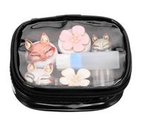 HOMSFOU Contact Lens Case and Cosmetic Lens Container Travel Storage Box with Mirror Portable Dual Compartments Cute Fox Design for Women