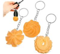HOMSFOU Cookie Key Rings 3Pcs with Biscuit Pendants Simulation Mini Keychains for Backpack and Personalised Bag Decorations and Adults