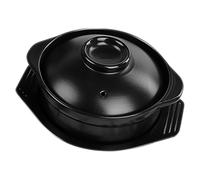 HOMSFOU Cooking Pots with Lid Multi-use Kitchen Soup Pot with Tray 600ml Ceramic Clay Black Korean Clay Featuring Double Handles Easy to Clean for Home and Restaurant Use