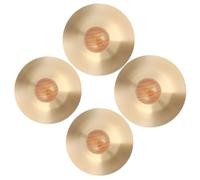 HOMSFOU Copper Finger Cymbals Supporting Teamwork 2 Pairs with Wooden Handles, Lightweight Handheld Percussion Instrument Ergonomic Design for Belly Dance and Music Teaching Sessions