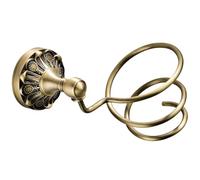 HOMSFOU Copper Hair Dryer Wall-mounted Storage Rack with Embossed round Base, Antique Bronze Hair Tool Organizer Shelf for Bathroom and Bedroom