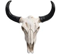 HOMSFOU Cow Skull Wall Plaque Art Bull Head Skull Wall Hanging 3D Realistic Cow Statue Faux Design Sculpture Halloween Art Crafts Ornaments